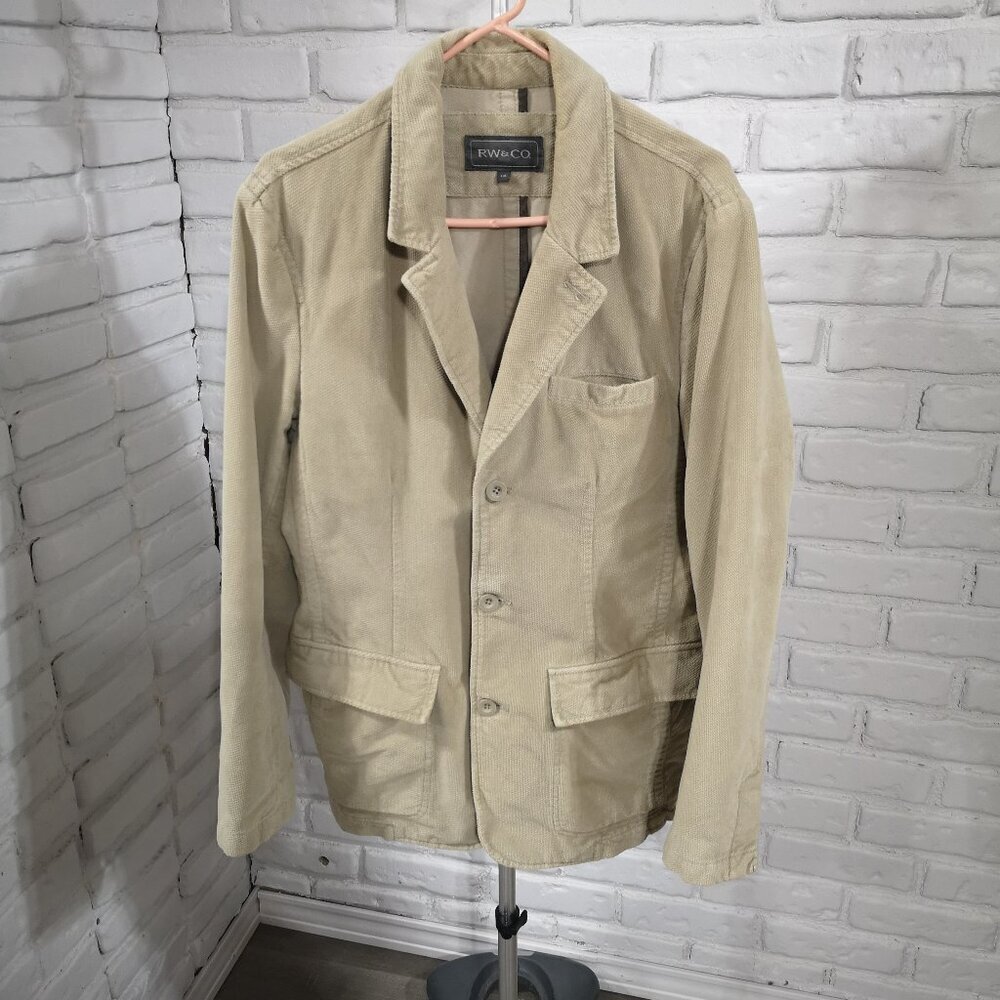 RW&CO Men's Size Large Tan 3 Button Closure Corduroy Sports Coat / Blazer